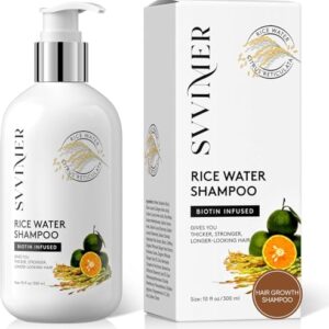 Svvimer Rice Water Hair Growth Shampoo - Biotin Thickening Shampoo for Hair Loss and Thinning - Sulfate Free for Women and Men 10 Fl Oz (Pack of 1) -