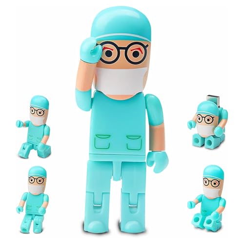 USB Flash Drive 64GB Cartoon Doctor Model USB Drive Thumb Drives USB 2.0 Memory Stick for External Data Storage, Green - Demo Store
