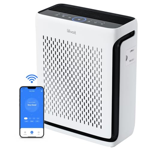 LEVOIT Air Purifier for Home Large Room Up to 1074Ft² with Air Quality Monitor, AHAM VERIFIDE, Smart WiFi, Washable Pre-Filter, HEPA Sleep Mode for Pets, Allergies, Dust, Pollen, Vital 100S-P, White -