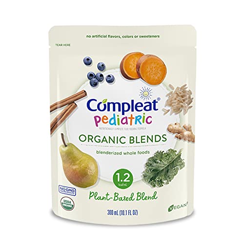 Compleat Pediatric Organic Blends 300mL, Plant Based Nutritionally Complete Tube Feeding Formula Pouch, 24 Pack -
