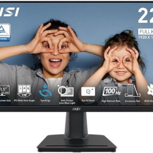 MSI PRO MP225, 22-inch IPS 1920 x 1080 (FHD) Computer Monitor, 100Hz, Adaptive-Synch, HDMI, Video Port, VESA Mountable, Tilt, 1ms, Black - Demo Store