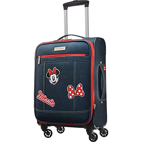 American Tourister Disney Softside Luggage with Spinner Wheels, Minnie Mouse Denim, 21-Inch -