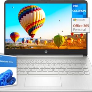 HP Stream 14" Laptop for Students and Business, Intel Quad-Core N4120, 16GB RAM, 128GB eMMC, 1-Year Office 365, Long Battery Life, UHD Graphics, Thin & Portable, HD Webcam, Windows 11 Pro – AmaSync Store
