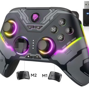 EasySMX X15 PC Controller - Enhanced Wireless Bluetooth Controller with Hall Joysticks/Hall Triggers/RGB Lighting - No Stick Drift, No Dead Zone - Work for Windows PC, Android, Steam and Switch -