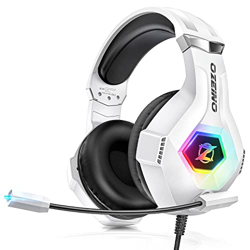 Ozeino Gaming Headset for PC, Ps4, Ps5, Xbox Headset with 7.1 Surround Sound, Gaming Headphones with Noise Cancelling Mic, Over Ear Headphones for Switch, GEM Box, Atari 2600 System, Sega Game Gear -