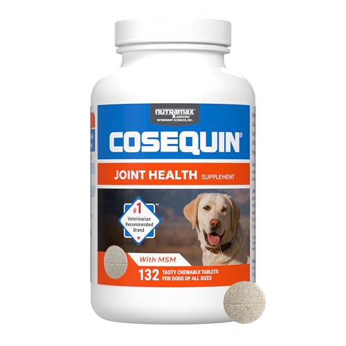 Nutramax Laboratories Cosequin Maximum Strength Joint Health Supplement for Dogs - With Glucosamine, Chondroitin, and MSM, 132 Chewable Tablets -