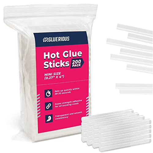 Mini Hot Glue Gun Sticks (Bulk Pack of 200) - 4" Length, 0.27" Diameter - Multi-Purpose for DIY Art, Crafts, Home Decoration, Sealing, and Repairing - Compatible with Most Glue Guns