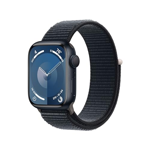 Apple Watch Series 9 [GPS 41mm] Smartwatch with Midnight Aluminum Case with Midnight Sport Loop. Fitness Tracker, Blood Oxygen & ECG Apps, Always-On Retina Display, Carbon Neutral -