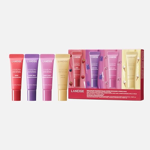 LANEIGE Mini Lip Glowy Balm Set: Keeps Lips Hydrated, Glossy, and Moisturized with Nourishing Shea and Murumuru Butters -