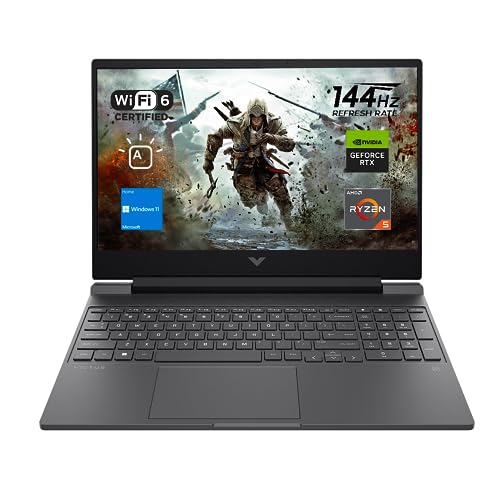 HP Victus 15 Gaming Laptop, 15.6" FHD 144Hz Display, AMD Ryzen 5 7535HS, 16GB DDR5 RAM, 512GB PCIe M.2 SSD, NVIDIA GeForce RTX 2050, HDMI, Webcam, Backlit Keyboard, Wi-Fi 6, Windows 11 Home, Silver – AmaSync Store