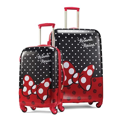 American Tourister Disney Hardside Luggage with Spinner Wheels, Minnie Mouse Red Bow, 2-Piece Set (21/28) -