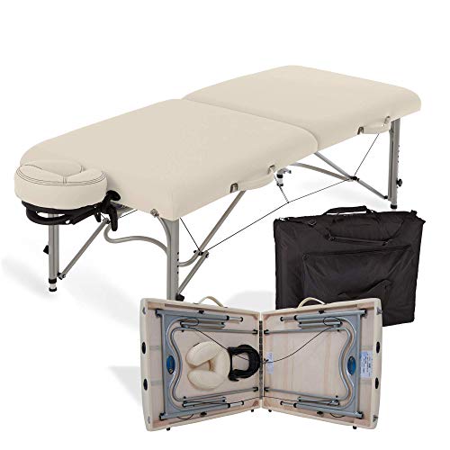 Earthlite Portable Massage Table Luna - 30" Wide, CFC Free Professional Foam, Weighs Only 29lbs, Patented, Strong Aluminum Reiki Frame (Working Weight 750lbs), Vanilla -