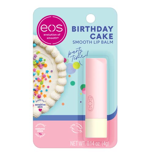 eos Natural Shea Lip Balm- Birthday Cake, All-Day Moisture Lip Care Products, 0.14 oz -
