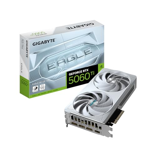 Gigabyte GeForce RTX 5060 Ti Eagle OC ICE 16G Graphics Card – 16GB GDDR7, 128 Bit, PCI-E 5.0, 2617MHz Core Frequency, 3 x DisplayPort, 1 x HDMI, GV-N506TEAGLEOC ICE-16GD – AmaSync Store