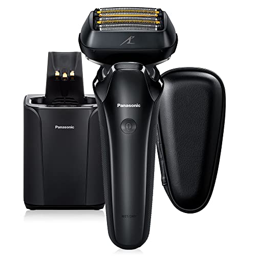 Panasonic ARC6 Electric Razor for Men Face, Wet/Dry Shavers for Men with Foil Shaver, Premium Automatic Cleaning and Charging Station, Ultra-Fast 6-Blade & Pop-up Trimmer - ES-LS9A-K (Black) -