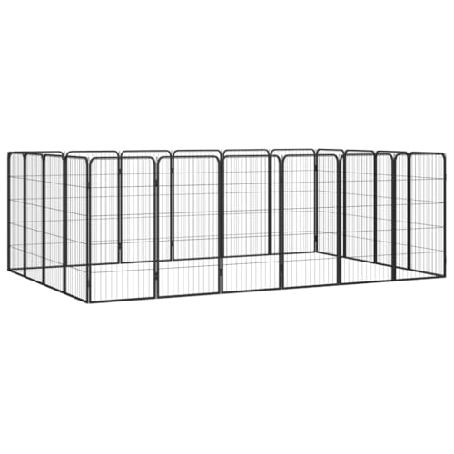 Dog Playpen Black Powder-Coated Steel Dog Playpen Rectangular,Animals & Pet Supplies,Pet Supplies,Dog Supplies,Dog Kennels & Runs,3115961 -
