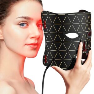 FOLOKE LED Light Therapy Mask Skin Care Mask, LED Red Light Therapy 630nm & 830nm Wavelength for Home Use, Body Beauty Machine for Care at Home (luxurious black) -
