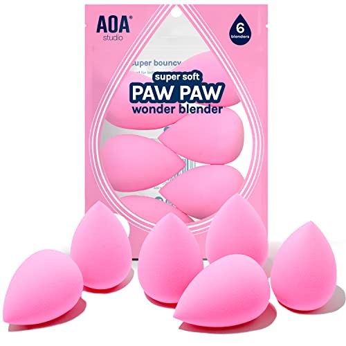AOA Studio Collection makeup Sponge Set Latex Free and High-definition Set of 6 makeup Wonder blender For Powder Cream and Liquid, Super Soft Wonder Beauty Cosmetic -