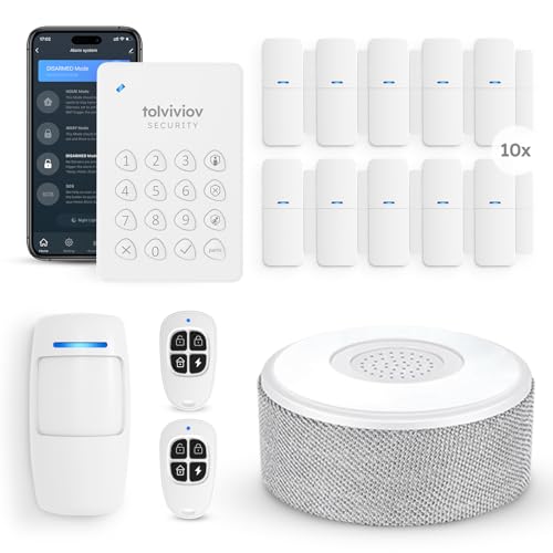 tolviviov Alarm System for Home Security, Door Alarm Systems, App Alerts, 15Piece Kit, No Monthly fee, WiFi Alarm, Door Window Motion Sensor, for Home Security and Kids Safety -