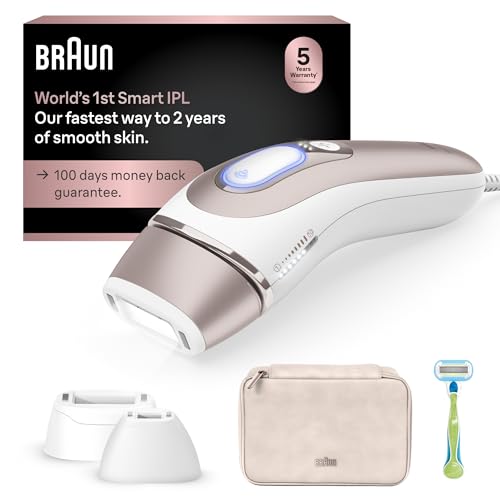 Braun IPL Skin i·Expert, at Home Laser Hair Removal, Holiday Gifts for Women and Men with Free App, Vanity Case, Venus Razor, 3 Smart Heads, PL7243 -
