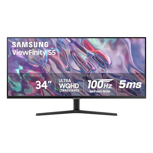 SAMSUNG 34" ViewFinity S50GC Series Ultra-WQHD Monitor, 100Hz, 5ms, HDR10, AMD FreeSync, Eye Care, Borderless Design, PIP, PBP, LS34C502GANXZA, 2023, Black - Demo Store