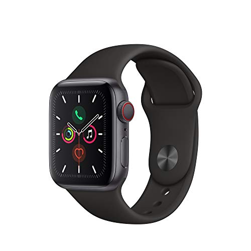 Apple Watch Series 5 (GPS + Cellular, 44mm) - Space Gray Aluminum Case with Black Sport Band -