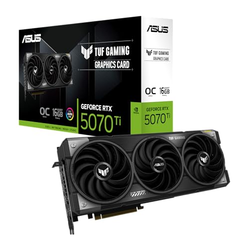 ASUS TUF Gaming GeForce RTX ™ 5070 Ti 16GB GDDR7 OC Edition Gaming Graphics Card (PCIe® 5.0, HDMI®/DP 2.1, 3.125-slot, Military-Grade Components, Protective PCB Coating, axial-tech Fans) -
