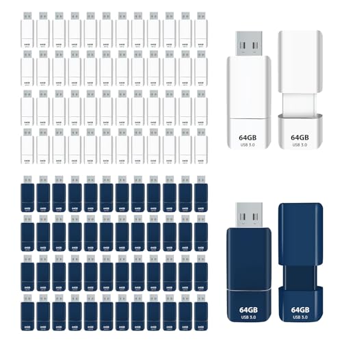 GIGASTONE 64GB Flash Drive (100 Pack) Z60NB USB 3.2 Gen 1, Ultra Fast, Retractable Capless Slider Design, Data Storage, Backup for PC/Mac/TV/Car Audio, USB 2.0/3.0/3.1 Compatible (Random Color) - Demo Store