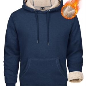 MAGCOMSEN Sherpa Pullover Men Fleece Sweatshirts for Men Casual Hoodies for Men Pullover Sweatshirts for Men Fashion Hoodies Sherpa Pullover Hoodies Navy -