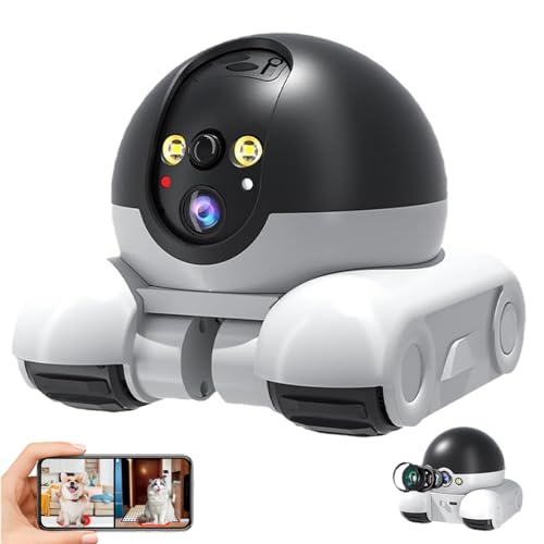 JTYRW Patrol Buddy Robot Camera- 2025 WiFi/4G Mobile Security Cam with 360° 1080p HD, Night Vision & 2-Way Audio, App-Controlled Rolling Pet Camera for Home/Office Monitoringg (WiFi, 32) -