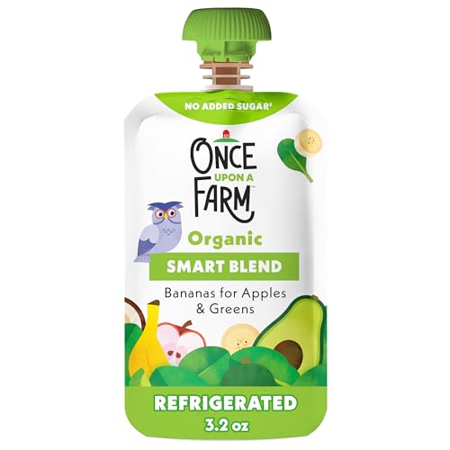 Once Upon a Farm Smart Blend Bananas for Apples & Greens Organic Snack Pouch, 3.2oz -