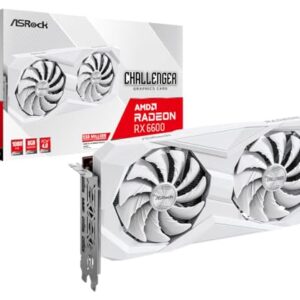 ASRock AMD Radeon RX 6600 Challenger White 8GB GDDR6 Graphics Card 0dB Silent Cooling 128-bit 7680 x 4320 DisplayPort HDMI 14 Gbps Dual Fan 7nm -