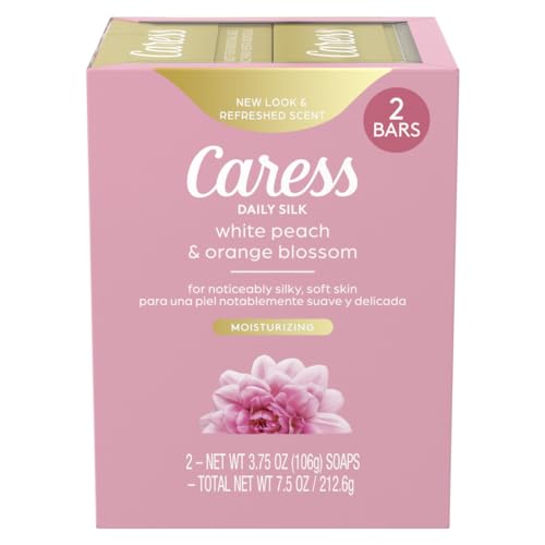Caress Beauty Bar Soap For Women, Daily Silk With Silk Extract and Floral Oil Essence Moisturizing Body Soap for Silky, Soft Skin, 3.75 oz, 2 Bath Bars -