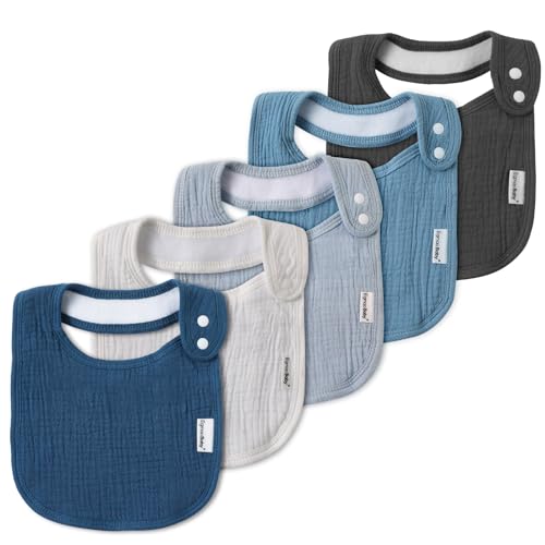Muslin Bibs for Baby Boys Girls,Organic Muslin Baby Bib for Drooling and Teething,Soft Bandana Drool Bibs 5 Pack – AmaSync Store