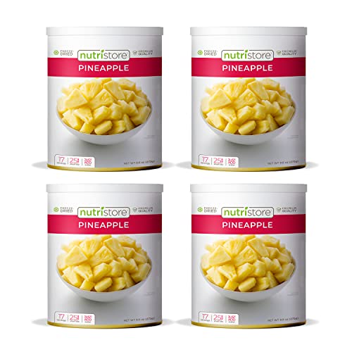 Nutristore Freeze Dried Fruit | 100% Natural, Healthy Everyday Snacks Bulk | Premium Quality & Crispy Fresh Taste | Emergency Survival Food Supply | 25-Year Shelf Life (4-Pack, Pineapple) -