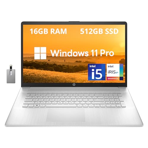 HP 17.3'' FHD Business Laptop, 12th Gen Intel Core i5-1235U, 16GB RAM, 512GB PCIe SSD, Intel Iris Xe Graphics, Backlit Keyboard, HD Camera, Wi-Fi, Win 11 Pro, Silver, 32GB Hotface USB Card – AmaSync Store