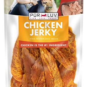 Pur Luv Dog Treats, Chicken Jerky for Dogs, Made with 100% Real Chicken Breast, 16 Ounces, Healthy, Easily Digestible, Long-Lasting, High Protein Dog Treat, Satisfies Dog's Urge to Chew (Pack of 1) -