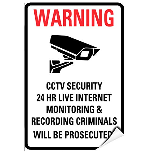 Warning CCTV Security 24 Hr Internet Monitoring & Recording Label Decal Sticker 8" -