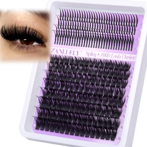 Lash Clusters with Spikes 200D Volume Eyelash Clusters Long Fairy Lashes DIY Cluster Eyelash Extensions Wispy 3D Individual Lashes Spiky Cluster Lashes by zanlufly -