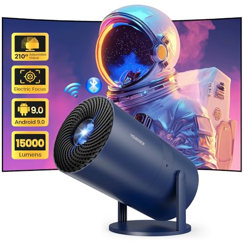 [Netflix Officially & Electric Focus]Mini Projector with WiFi and Bluetooth - 1080P 4K Support Portable Outdoor Projector,YOWHICK 270°Smart Projector for Movie Night/Ceiling /Home Theater (blue) -