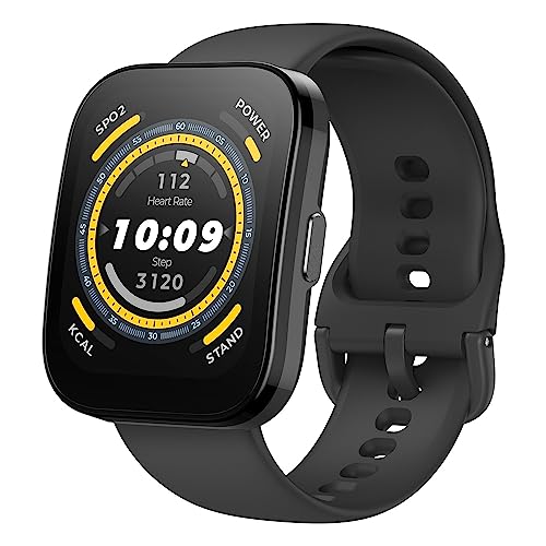 Amazfit Bip 5 Smart Watch 46mm, GPS, Amazon Alexa Built-in, Bluetooth Calling, 10-Day Battery, Heart-Rate & VO2 Max, Sleep Health Monitoring, AI Fitness Tracker App, for Android & iPhone, Black -