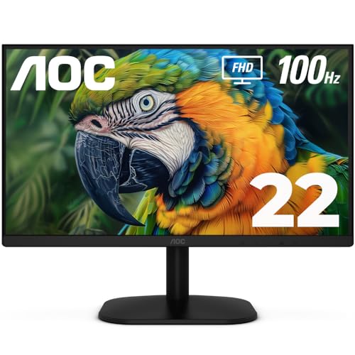 AOC 22B2HM2 22" Full HD (1920 x 1080) 100Hz LED Monitor, Adaptive Sync, VGA x1, HDMI x1, Flicker-Free, Low Blue Light, HDR Ready, VESA, Tilt Adjust, Earphone Out, Eco-Friendly - Demo Store