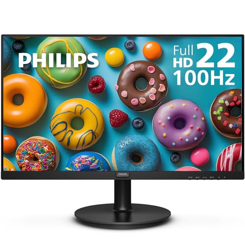 Philips 22 inch Class Thin Full HD (1920 x 1080) Monitor, 100Hz Refresh Rate, VESA, HDMI x1, VGA x1, LowBlue Mode, Adaptive Sync, 4 Year Advance Replacement Warranty, 221V8LB - Demo Store