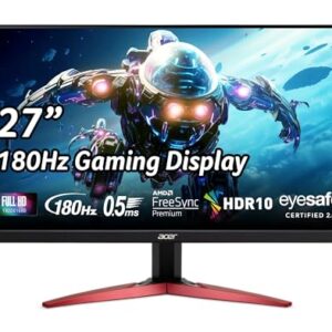 Acer Nitro 27" Full HD 1920 x 1080 PC Gaming IPS Monitor | AMD FreeSync Premium | 180Hz Refresh | Up to 0.5ms | HDR10 Support | 99% sRGB | 1 x Display Port 1.2 & 2 x HDMI 2.0 | KG271 M3biip,Black - Demo Store