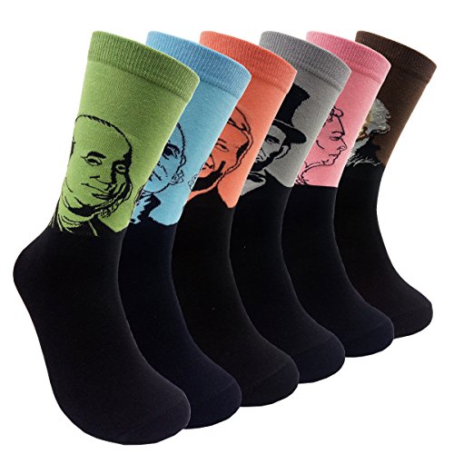 HSELL Funny Mens Novelty Presidents/Big Guy Dress Socks Funky Patterned Cotton Fun Crew Socks -