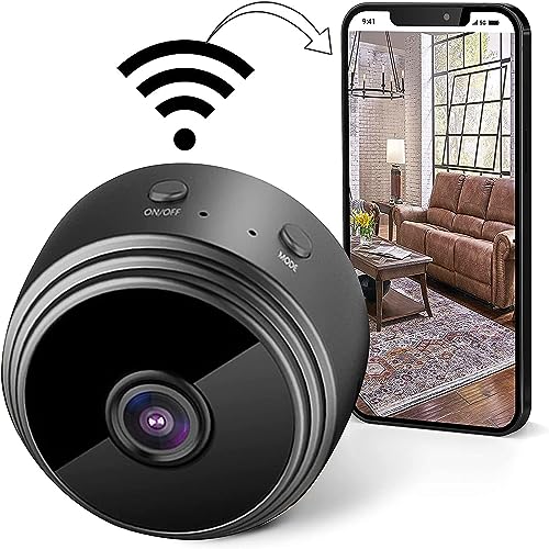 Mini Security Camera, with 6 IR LED Lights, Wireless WiFi Camera 1080p Full HD, Video Audio Recorder Cam Night Vision, Motion Detection, Loop Recording, Time Display -