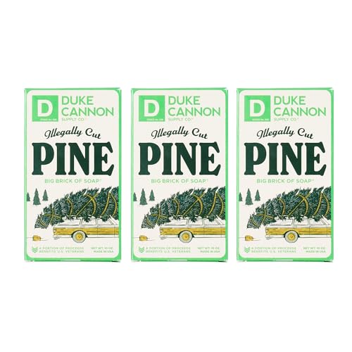 Duke Cannon Supply Co. Big Brick of Soap Bar for Men Holiday Edition - Illegally Cut Pine (Fresh Cut Pine Scent), 10 oz. (3 Pack) -