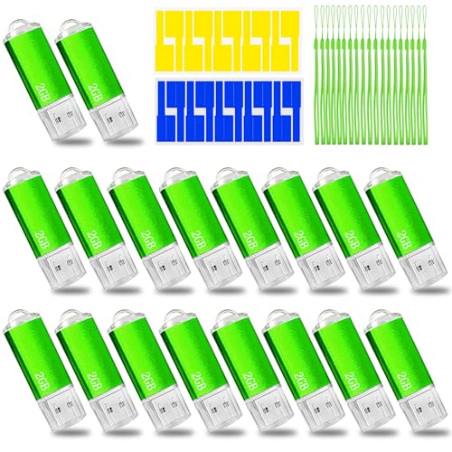 USB Thumb Drive 2GB Flash Drive 20 Pack Nicepicten Zip Drive USB 2.0 Flash Drives Jump Drive Multipack Memory Stick Pendrive for Events Office Shared Data Storage, Green 20PCS 2GB - Demo Store