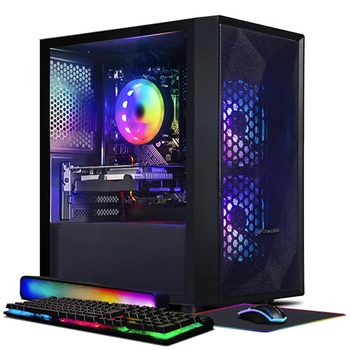 STGAubron Gaming PC Desktop Computer, Intel Core i5 up to 3.7GHz, GeForce RTX 2060 6G, 16G RAM, 512G SSD, WiFi, Bluetooth 5.0, RGB Fan x2, RGB BT Sound Bar, Windows 10 Home – AmaSync Store