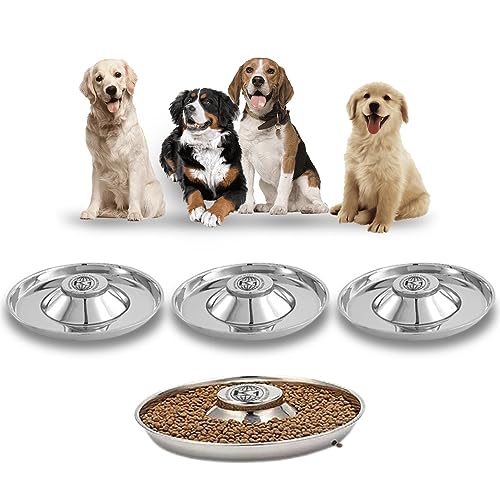 King International Stainless Steel Dog Bowl Puppy Litter Food Feeding Weaning for Puppy Food| Puppy Supplies| Stainless Dog Food Bowls| for Large Dogs, Pets Feeder Bowl (Steel, 4 Pcs) -